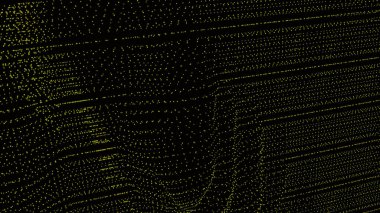 Siyah arka planda sarı noktaların dijital ızgarada veya matriste sıralandığı modern, soyut bir arkaplan. Şablon, geniş bir grafik tasarım projesi için uygun bir ağ, teknoloji veya veri görselleştirmesi önerir.