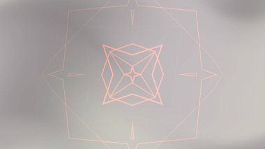 Geometrik kaleydoskop tasarımlı ince bir soyut arkaplan. Açık pembe çizgiler yumuşak gri bir gradyana karşı simetrik bir desen oluşturur. Modern ve yaratıcı projelerde arkaplan, duvar kağıdı veya grafik ögesi olarak kullanmak için ideal.
