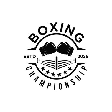 Boks için klasik logo ve iki minimalist eldiven.