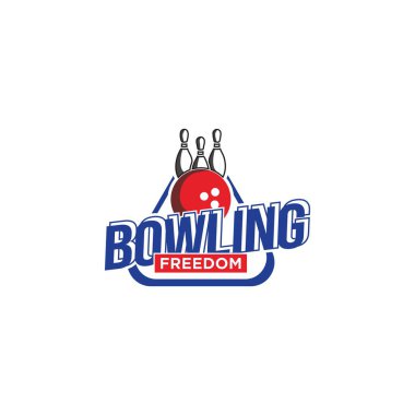 Bowling logosu sporu, bowling vektörü illüstrasyonu