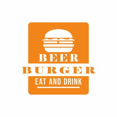 Hamburger logosu tasarım vektör şablonu, yassı modern tasarım çizimi