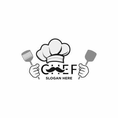Şef logo tasarımı vektör çizimi, restoran sembolü vekto