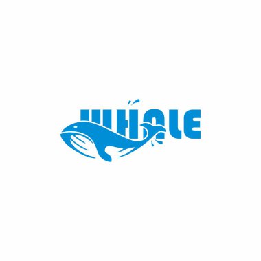 templat desain ikon logo paus. Desain seni untuk cetakan, cetakan kaus, poster, sampul, dan iklan