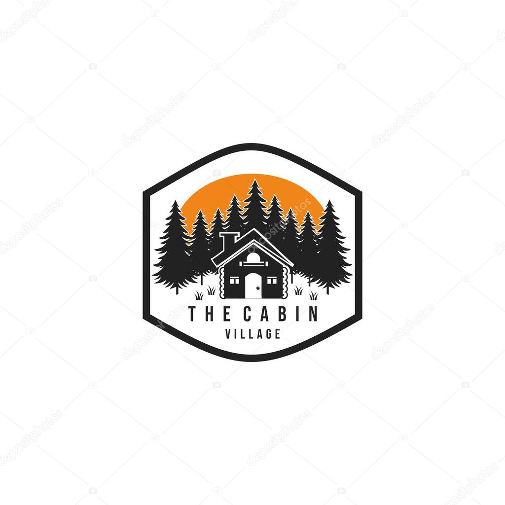 Cabin village logo vector lodge house illustration
