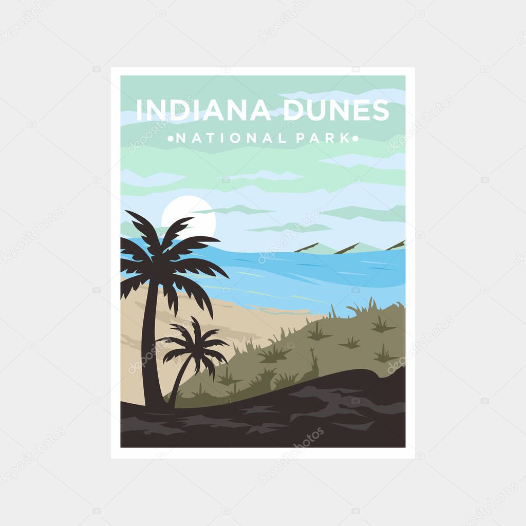 Indiana Dunes national park poster vector illustration design