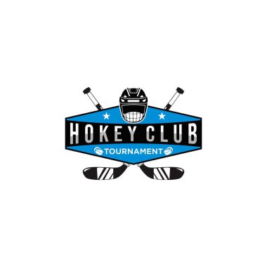 Hokey turnuvası spor logosu şablonu. Modern vektör çizimi. Rozet tasarımı.