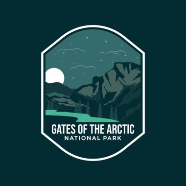Kuzey Kutbu Ulusal Parkı Amblem yaması logo çizim gecesi konsepti