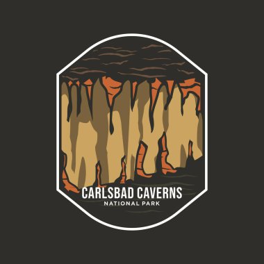 Carlsbad Mağaraları Ulusal Park logosu koyu arkaplan üzerine resimleme