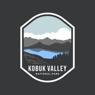 Kobuk Vadisi Ulusal Parkı Amblem amblemi koyu arkaplan üzerindeki amblem çizimi