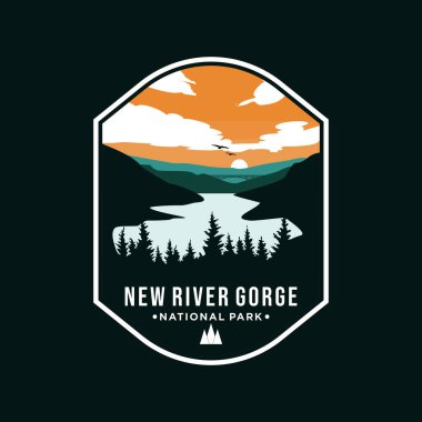 Yeni nehir vadisi Ulusal Park rozet logosu çizimi