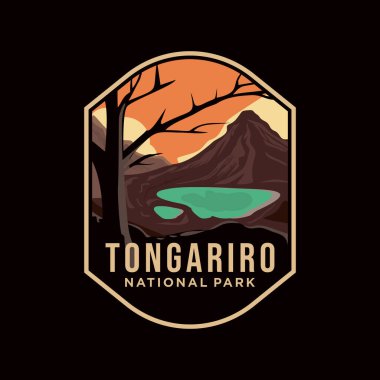 Beyaz arkaplanda Tongariro Ulusal Park Logo Yaması tasarım vektörü