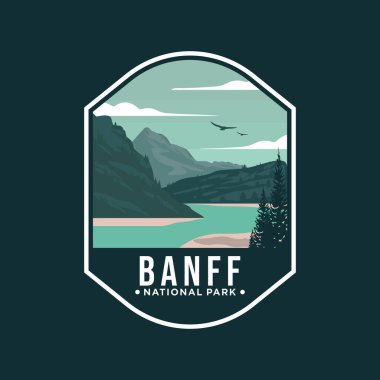 Kanada banff Ulusal Park amblemi logo illüstrasyon tasarımı
