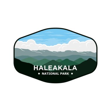 Haleakala Ulusal Park logo vektör sembolü çizimi, amblem yama logosu illüstrasyonu