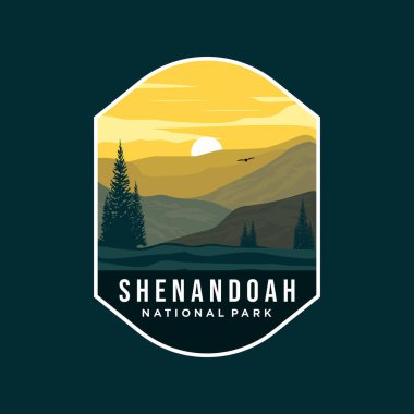 Shanandoah Ulusal Park logosu yama vektör illüstrasyon tasarımı, shenandoah manzara tasarımı