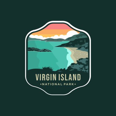 Virgin Adaları Ulusal Parkı Amblem amblemi koyu arkaplan üzerindeki amblem çizimi