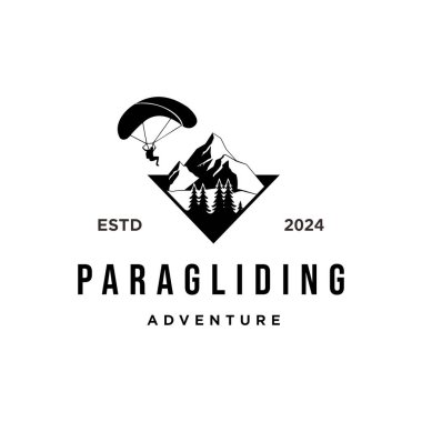 Uçan yamaç paraşütü macera logosu tasarımı