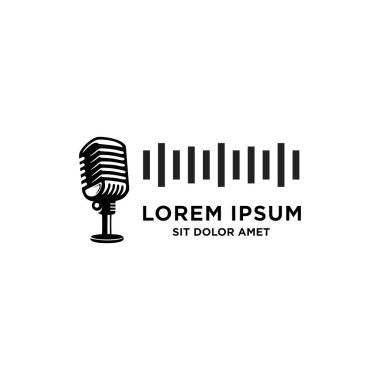 Podcast logo vektörü kavramı beyaz arkaplanda izole edildi.