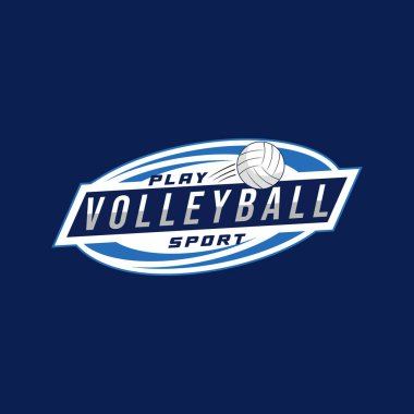 Modern minimalist tarzda voleybol logosu tasarımı, spor rozeti şablonu. Vektör illüstrasyonu