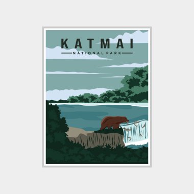 Katmai National Park poster vector illustration design