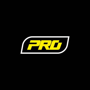 Siyah zemin üzerinde minimalist Pro Logo Vektörü, basit amblem