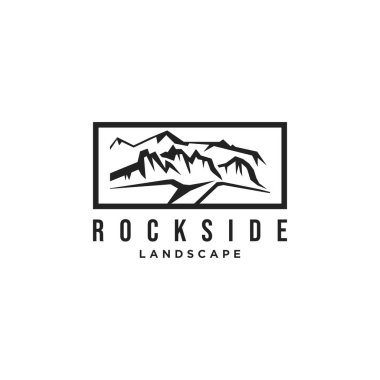 Modern rock kenarı logo tasarımı vektör çizimi, modern ve basit kaya kenarı logo tasarımı şablonu minimalist tarzda. beyaz arkaplanda izole.