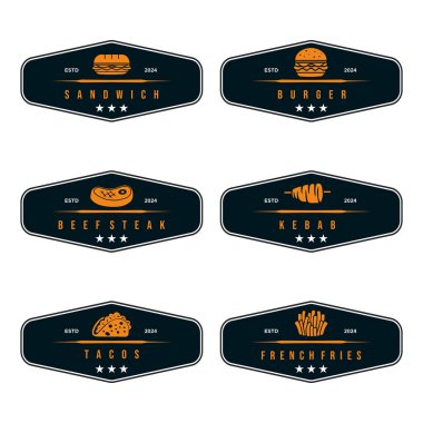 Sokak yemekleri seti. Modern bir restoran ya da kafe logoti. Vektör tasarımı kavramı