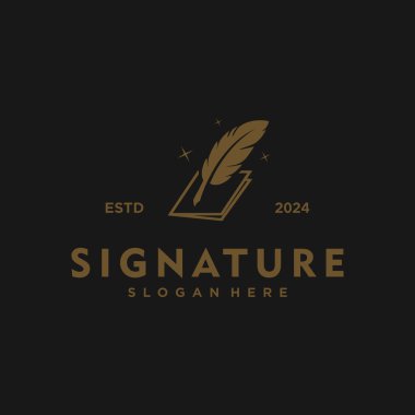 Noter logosu tasarım şablonu çizim konsepti için tüy logosu