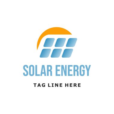 Enerji güneş paneli logo tasarım vektör şablonu