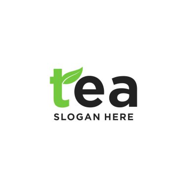Çay Logosu. Yaratıcı Organik Yeşil Çay Vektörü İllüstrasyonu