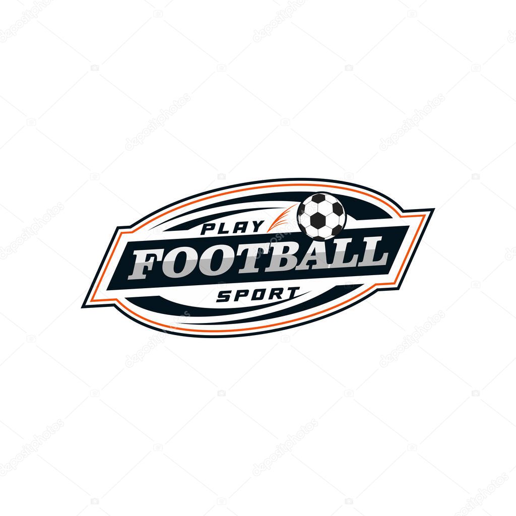 Football logo. Football emblem, design template on dark background