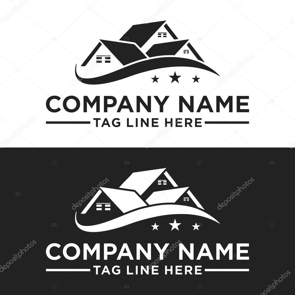 Minimalist home logo design. Realty, Property and Real estate logo concept. house roof icon