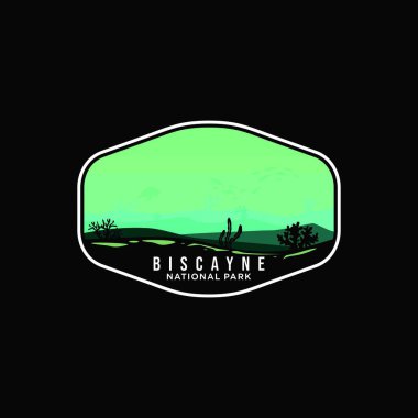 Biscayne Ulusal Parkı 'nın koyu arkaplanlı amblem amblem amblemi amblemi amblemi amblemi amblemi.