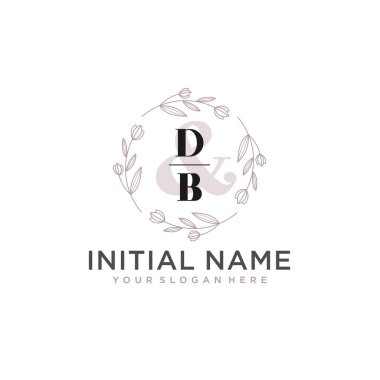 Floral Initial Logo DB with Botanical and Geometric Designs