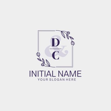 Floral Initial Logo DC with Botanical and Geometric Designs