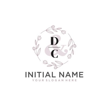Floral Initial Logo DC with Botanical and Geometric Designs