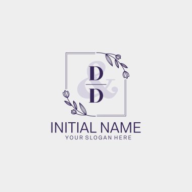 Floral Initial Logo DD with Botanical and Geometric Designs