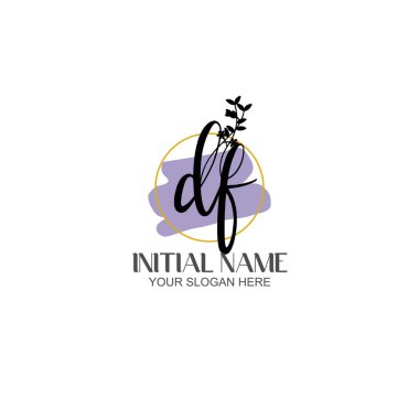 Floral Initial Logo DF with Botanical and Geometric Designs