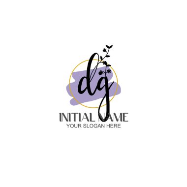 Floral Initial Logo DG with Botanical and Geometric Designs