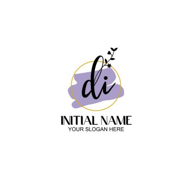 Floral Initial Logo DI with Botanical and Geometric Designs