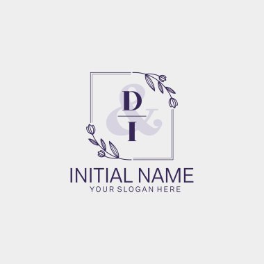 Floral Initial Logo DI with Botanical and Geometric Designs