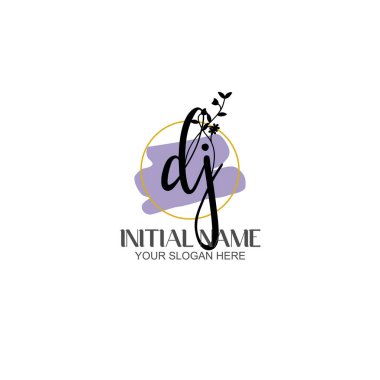 Floral Initial Logo DJ with Botanical and Geometric Designs