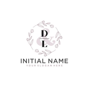 Floral Initial Logo DL with Botanical and Geometric Designs