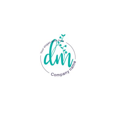 Floral Initial Logo DM with Botanical and Geometric Designs