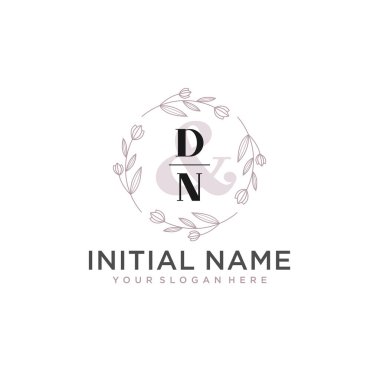 Floral Initial Logo DN with Botanical and Geometric Designs