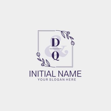 Floral Initial Logo DQ with Botanical and Geometric Designs