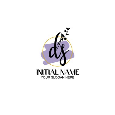 Floral Initial Logo DS with Botanical and Geometric Designs