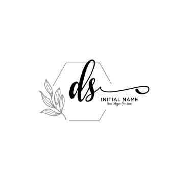 Handwriting Floral Initial Logo DS with Geometric Frame