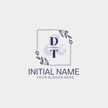 Floral Initial Logo DT with Botanical and Geometric Designs
