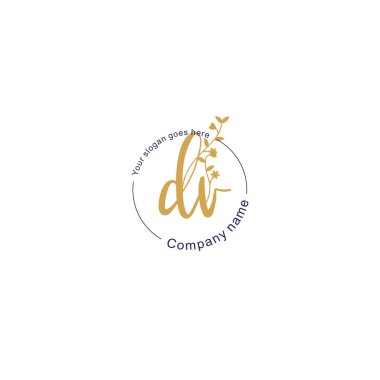 Floral Initial Logo DV with Botanical and Geometric Designs