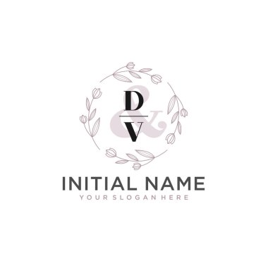 Floral Initial Logo DV with Botanical and Geometric Designs